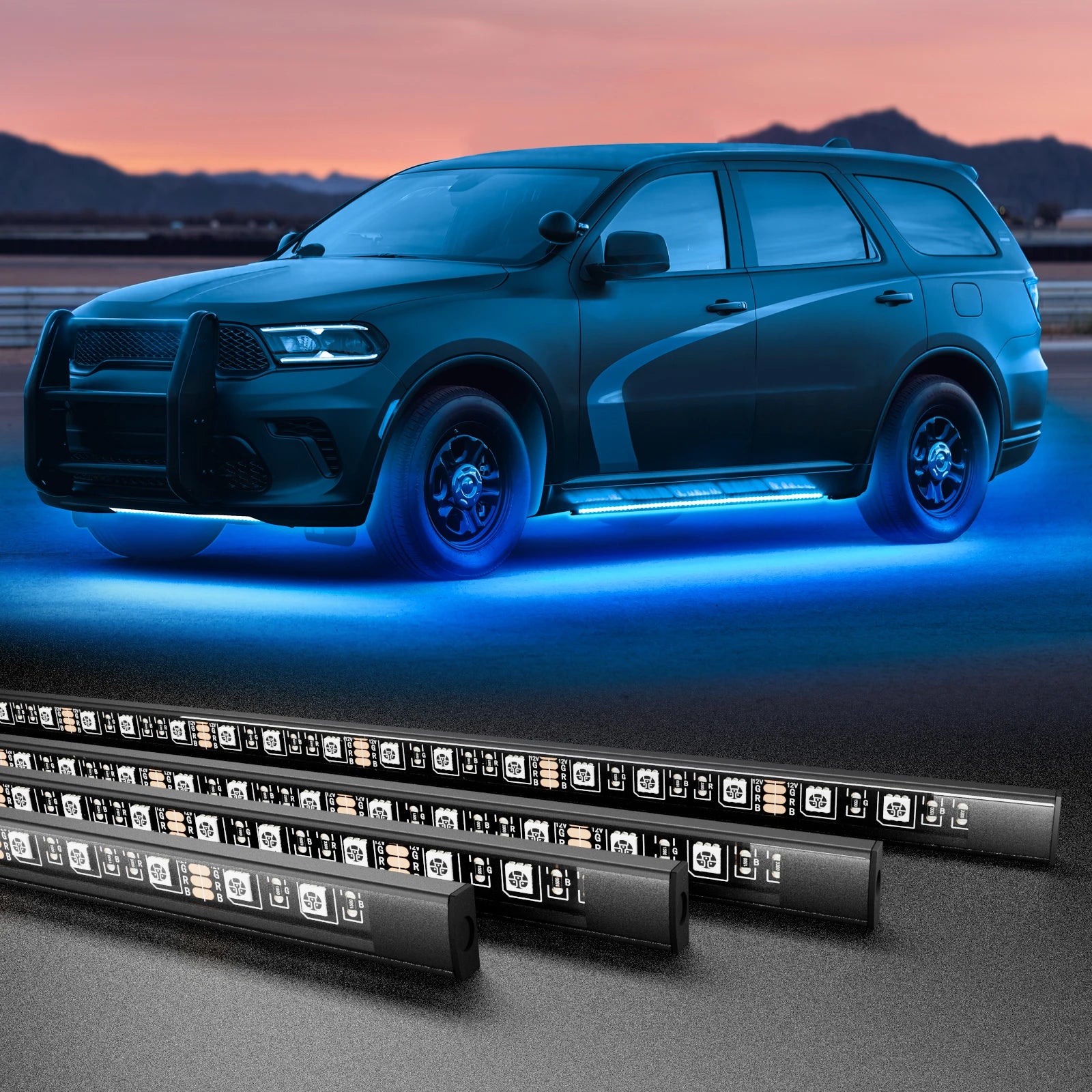 RGB Car Underglow Strip Lights with App Control Waterproof Strip Lights for Cart Boat Decoration LED Exterior Lights Strip DC12V