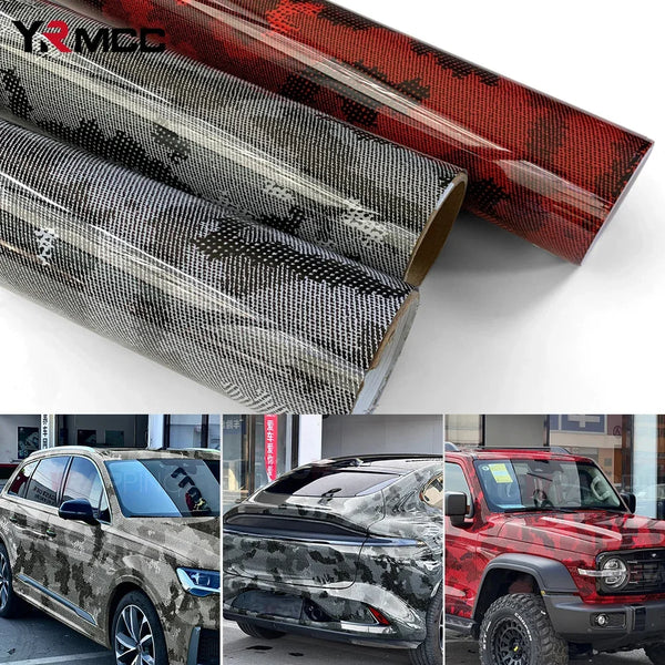 Carbon Fiber Vinyl Wrap PET Car Stickers Python Camouflage Vinyl Wrap Film Car Body Stickers Adhesive Vinyl for Car Accessories