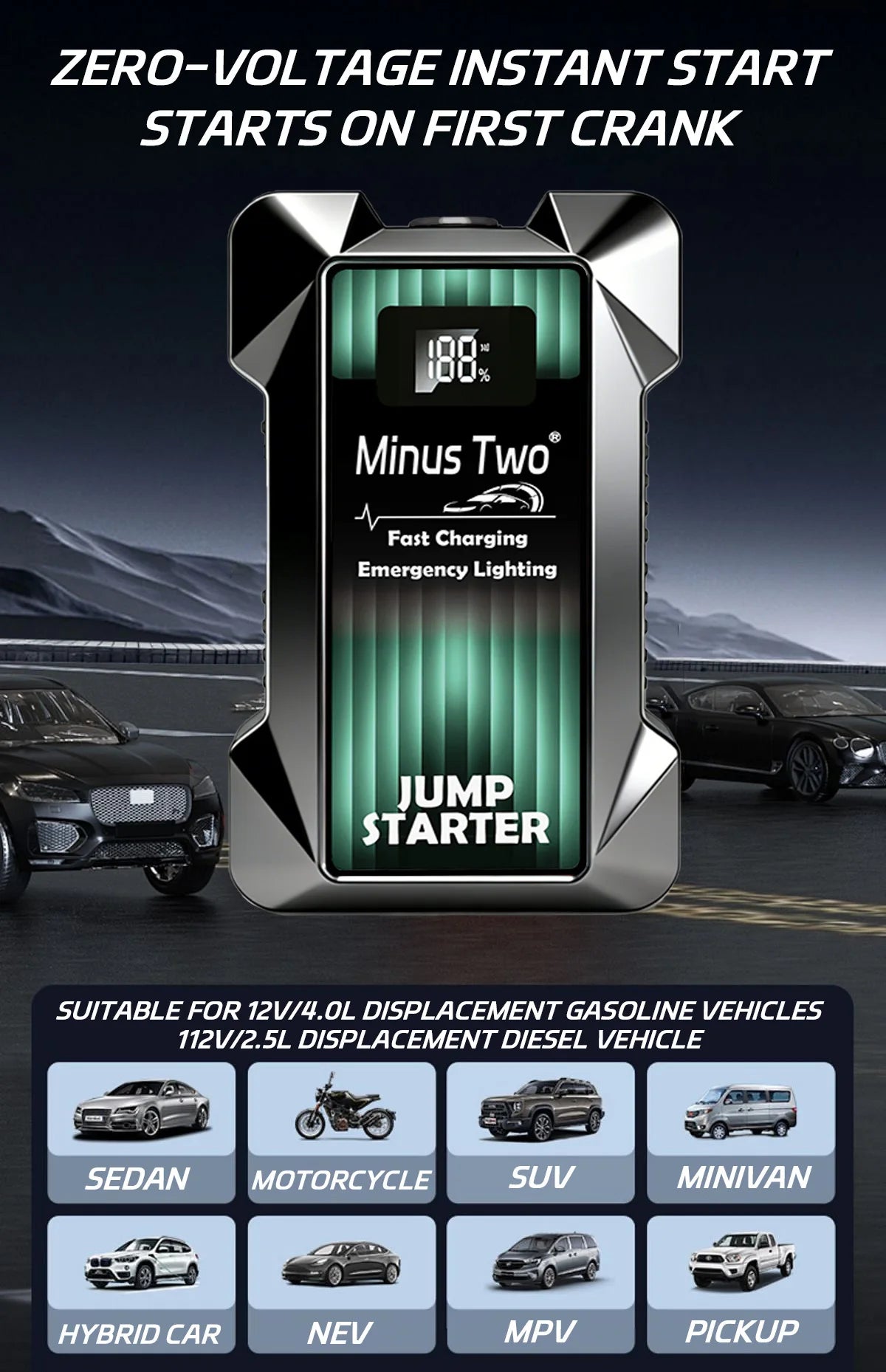 Car Jump Starter Battery Power Bank Portable Emergency Starter Booster 12V Auto Starting Device for Petrol Vehicle Start