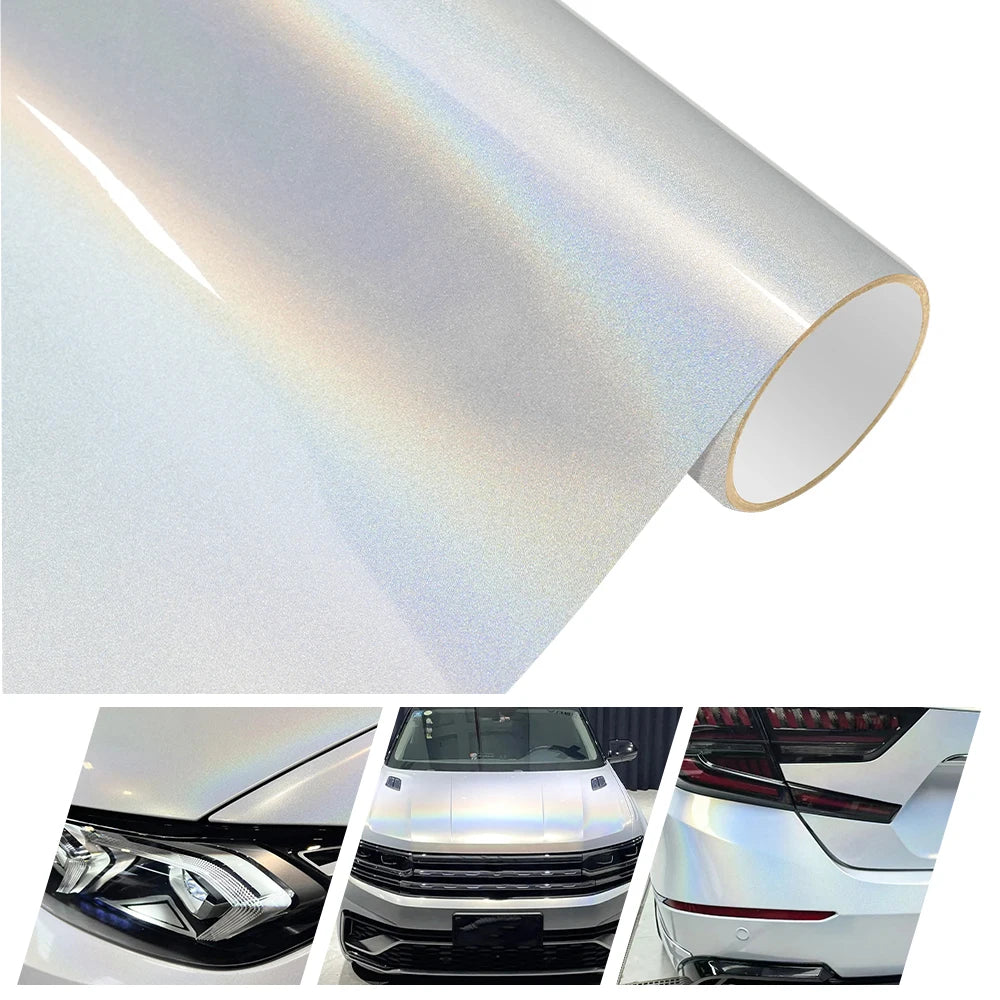 Highest Quality Glossy Rainbow Laser 5D Iridecence Laser White Vinyl Wrap Car Wrapping Film for Car Motorcycle Decor Accessories