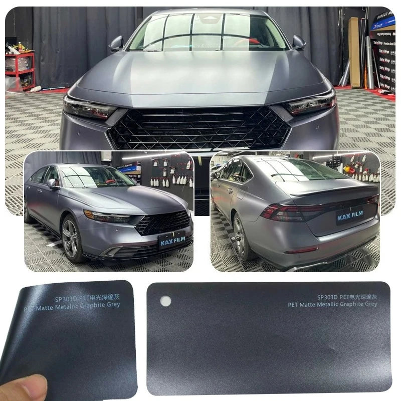 Sub-gray Color Changing Vinyl Wrap 1.52x17m, PET Self Adhesive Car Film, Satin Air Bubble Free Auto Wrap