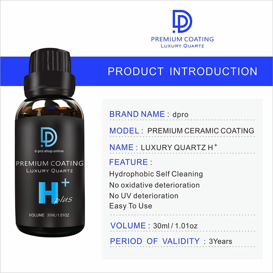 3pcs Ceramic Coating For Cars Paint Care 9H Plus Long-Lasting High Gloss Nano Ceramic Anti-scratch Polish Kit Car Detailing