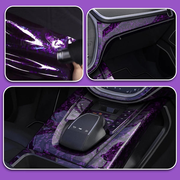 Vinyl Wrap Purple Forged Carbon Fiber Air Release Stretchable Gloss Car Wrapping Vinyl Roll Bubble-Free Motorcycle Auto Decal