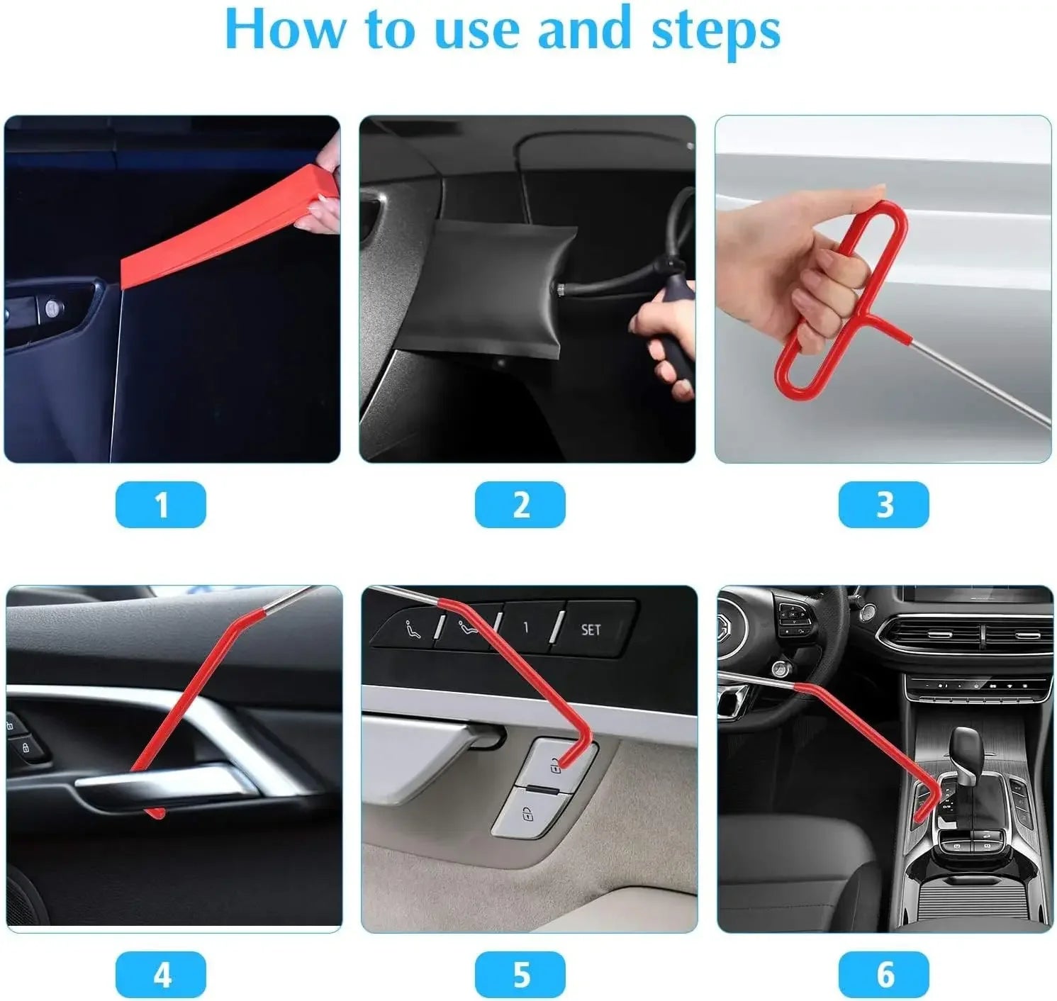 Car Window Door Emergency Open Key Lost Lock Out Unlock  Auto Tools Kit Air Wedge Bag Pump Open Unlock Kit for Car Truck