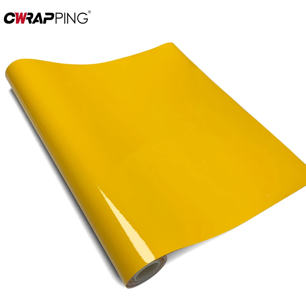 Glossy Yellow Car Stickers Vinyl Wrap Waterproof Vinyl Auto Tuning Film Air Release Decoration Covering Film for Car Accessories
