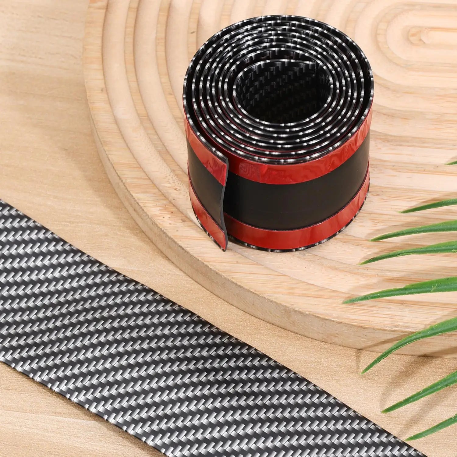 5x100cm Carbon Fiber PVC Car Door Bumper Strip Guard Anti Scratch Sticker Auto Wrap Film Self-Adhesive Car Decorative Strips