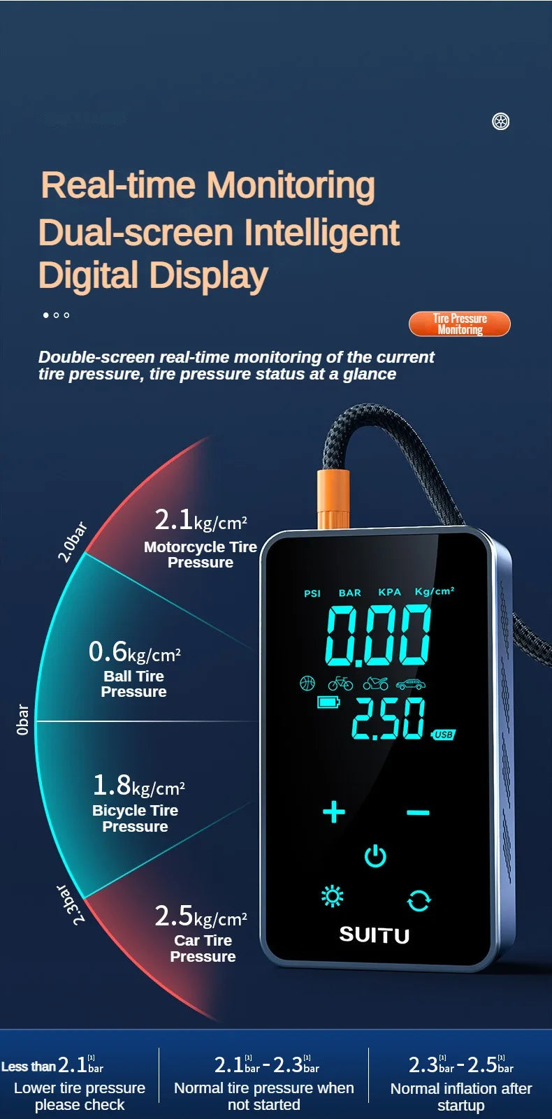 Air Compressor Air Pump For Car Portable Tyre Inflator Electric Motorcycle Pump Air Compressor For Car Motorcycles Bicycles