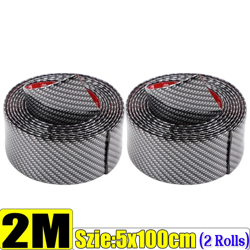 5x100cm Carbon Fiber PVC Car Door Bumper Strip Guard Anti Scratch Sticker Auto Wrap Film Self-Adhesive Car Decorative Strips