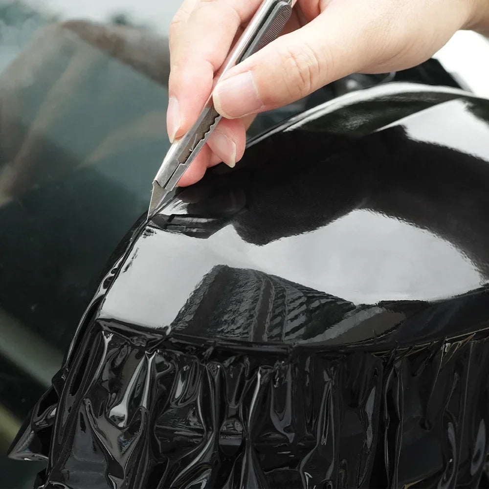 Premium Glossy Bright Black Self-adhesive Vinyl Car Wrap Film Vehicle Decal Paper Based Package Auto Decor Film Air Bubble Free