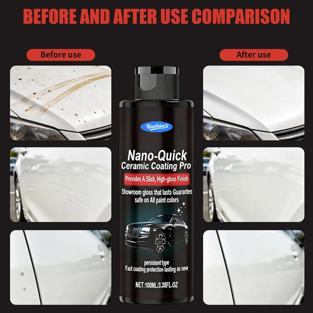Nano-Quick Ceramic Coating Pro Quick-Effect High-Gloss Car Detailing Spray Instants Mirror-Like Shine Paint Exterior Protection
