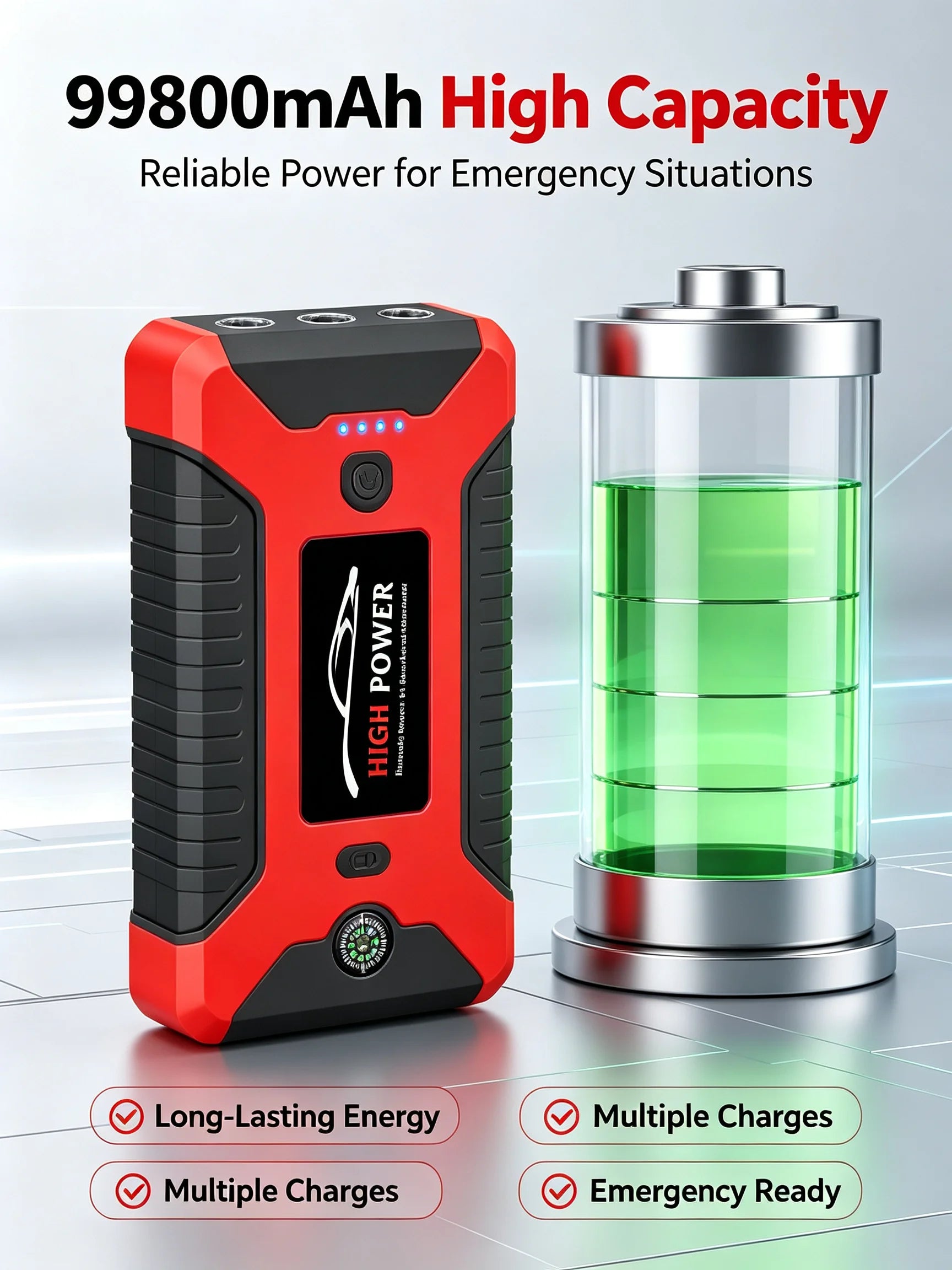 2026 Portable Car Jump Starter 12V Auto Jump Starter 99800mAh Petrol Diesel Power Bank Car Emergency Booster Start Air Pump