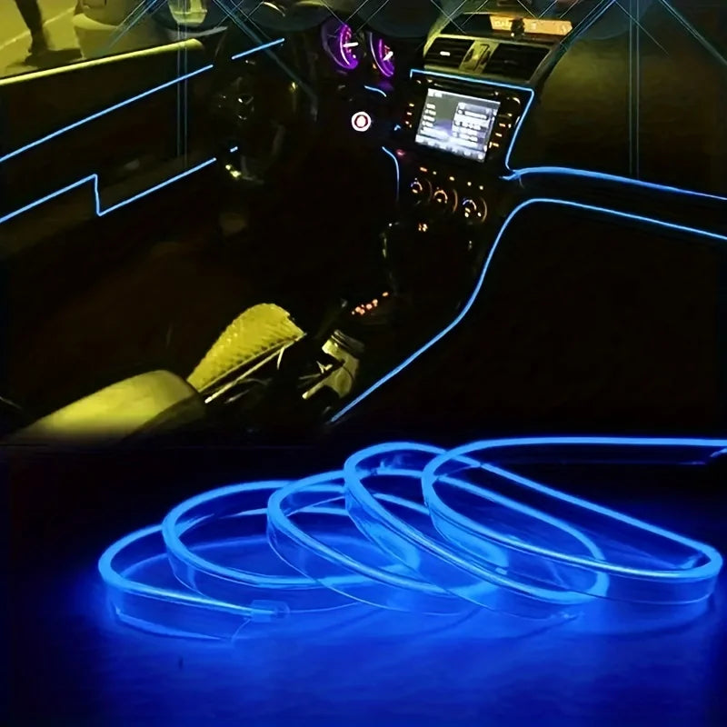 Car Interior Atmosphere Light Strip 5M EL Wiring Decorative Lamp For Auto DIY Flexible Ambient Light USB Party Atmosphere Diode