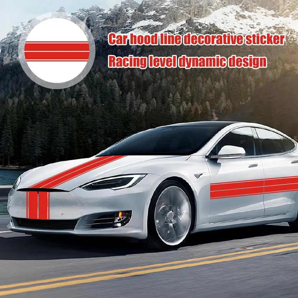 Car Hood Stripe Sticker Auto Racing Stripes Body Side Decal Modified Decoration For Car Engine Hood Exterior Decoration For All