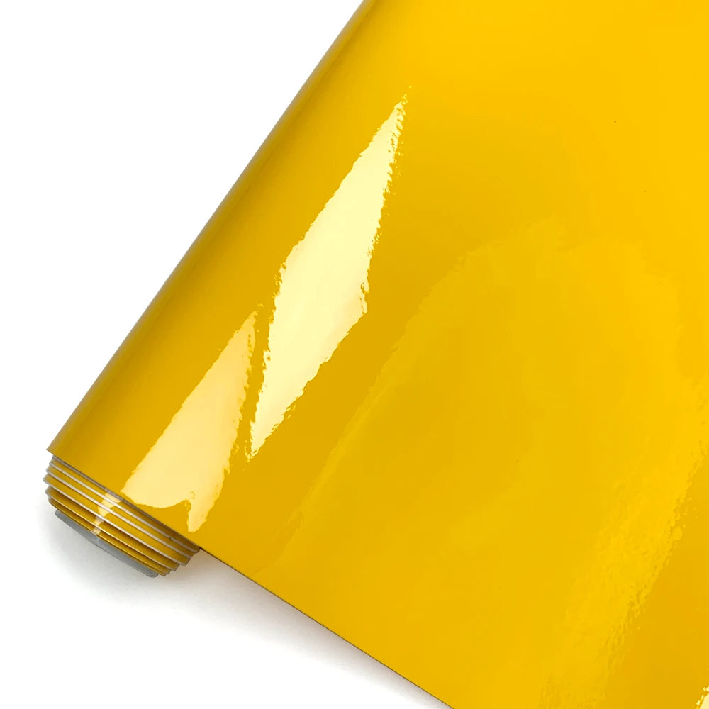 Glossy Yellow Car Stickers Vinyl Wrap Waterproof Vinyl Auto Tuning Film Air Release Decoration Covering Film for Car Accessories