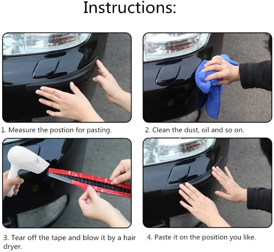 Anti Collision Car Bumper Guard Strip 2Pcs Front Rear Protection Strips Scratch Protector Crash Blade Auto Accessories for Car