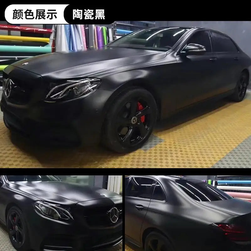 Matte Black Car Wrap Satin Vinyl Color Change Film Air Release Anti Fade Anti Scratch 1.52x18m Roll
