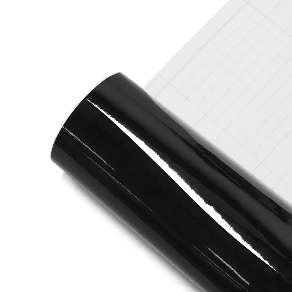 Premium Glossy Bright Black Self-adhesive Vinyl Car Wrap Film Vehicle Decal Paper Based Package Auto Decor Film Air Bubble Free