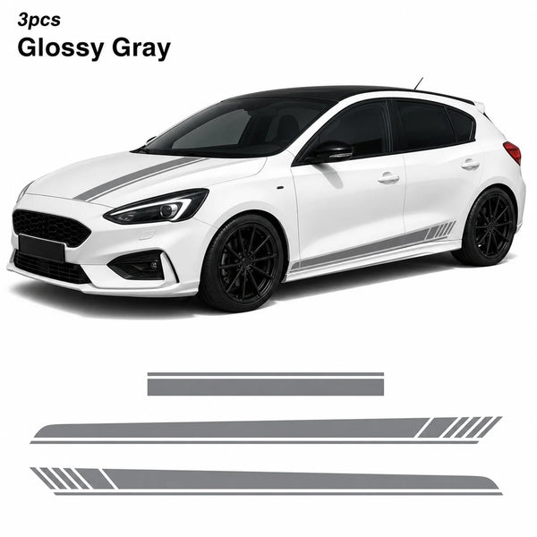 Car Racing Stripes Hood Side Decal Vinyl Sticker Universal Sport Style Auto Body Decoration Waterproof Premium Film