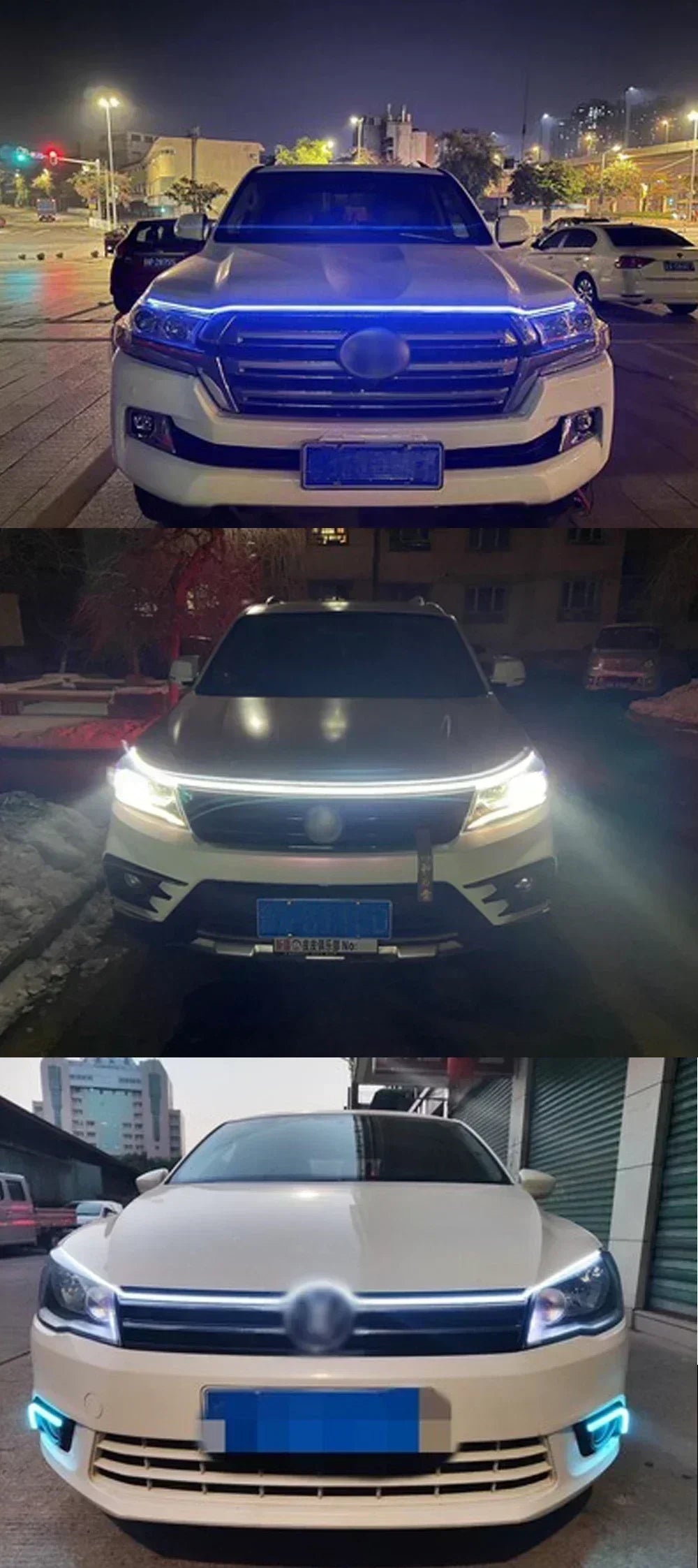 LED Car Hood Decorative Lights Daytime Running Light Steady on Starting DRL Auto Engine Guide Decorative Ambient Lamp 12V