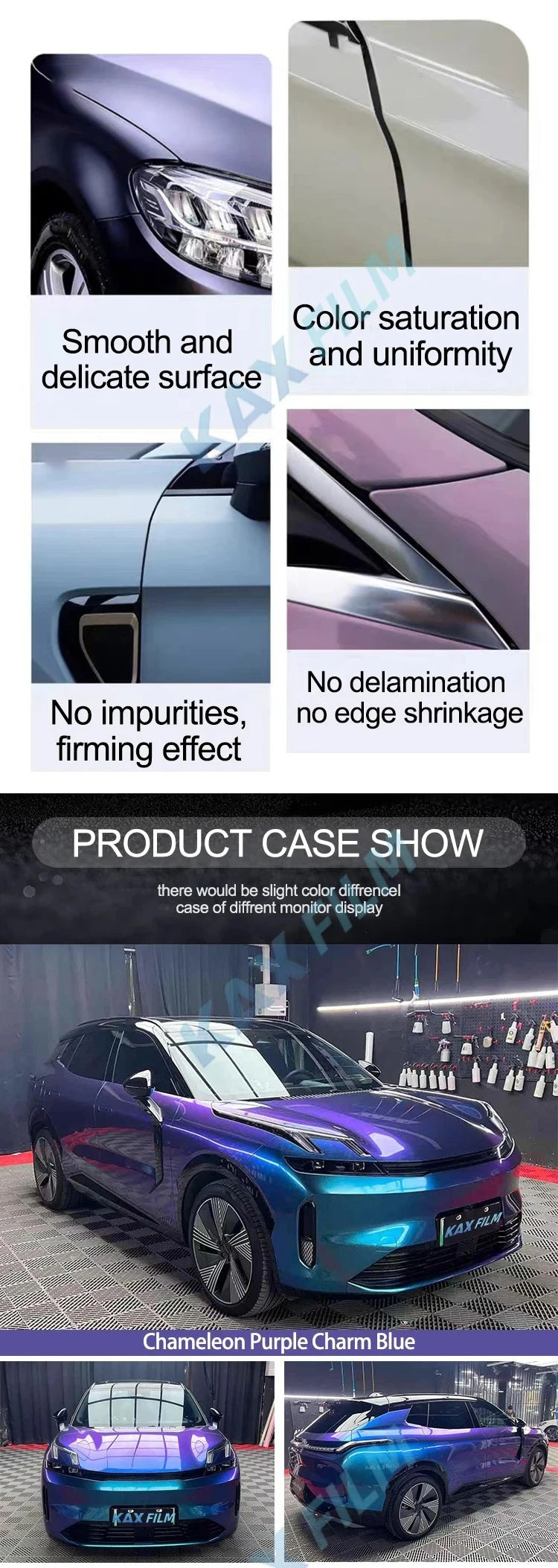 Sub-gray Color Changing Vinyl Wrap 1.52x17m, PET Self Adhesive Car Film, Satin Air Bubble Free Auto Wrap