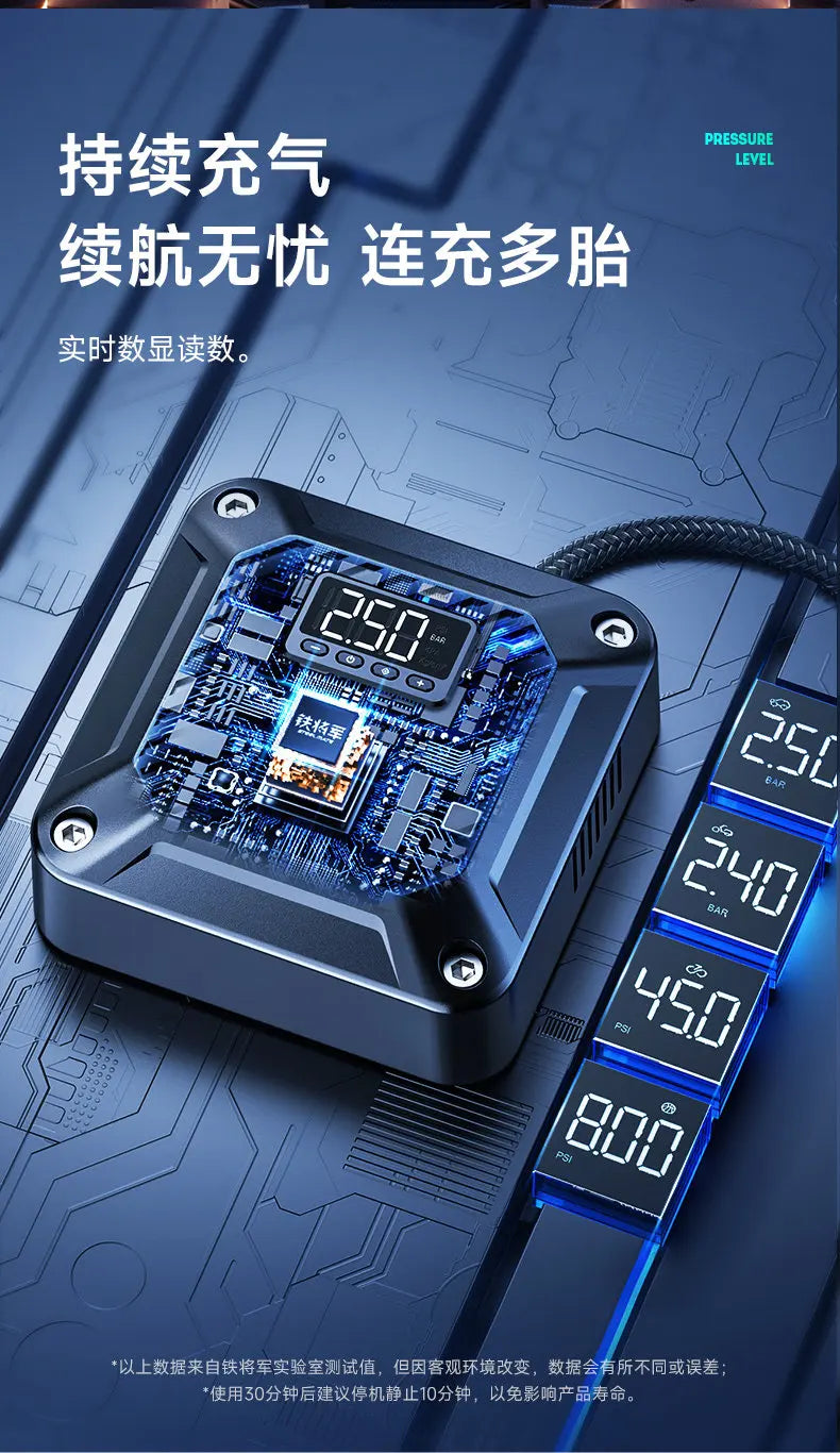 12V Car Air Pump Portable Electric Inflator for Tires Emergency Use with LED Light