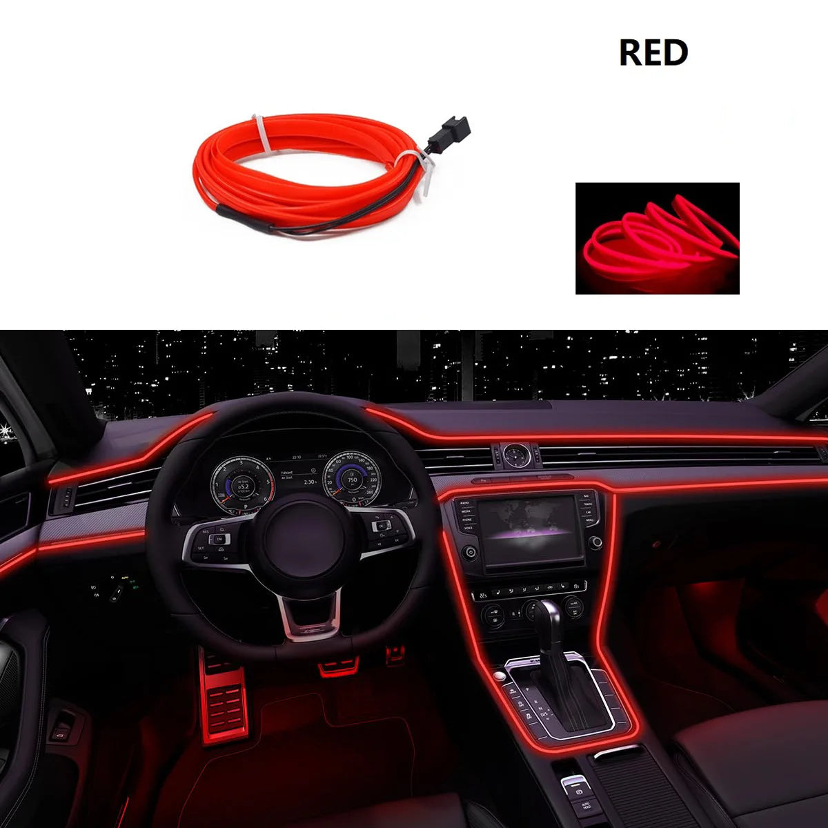 Car Interior Atmosphere Light Strip 5M EL Wiring Decorative Lamp For Auto DIY Flexible Ambient Light USB Party Atmosphere Diode