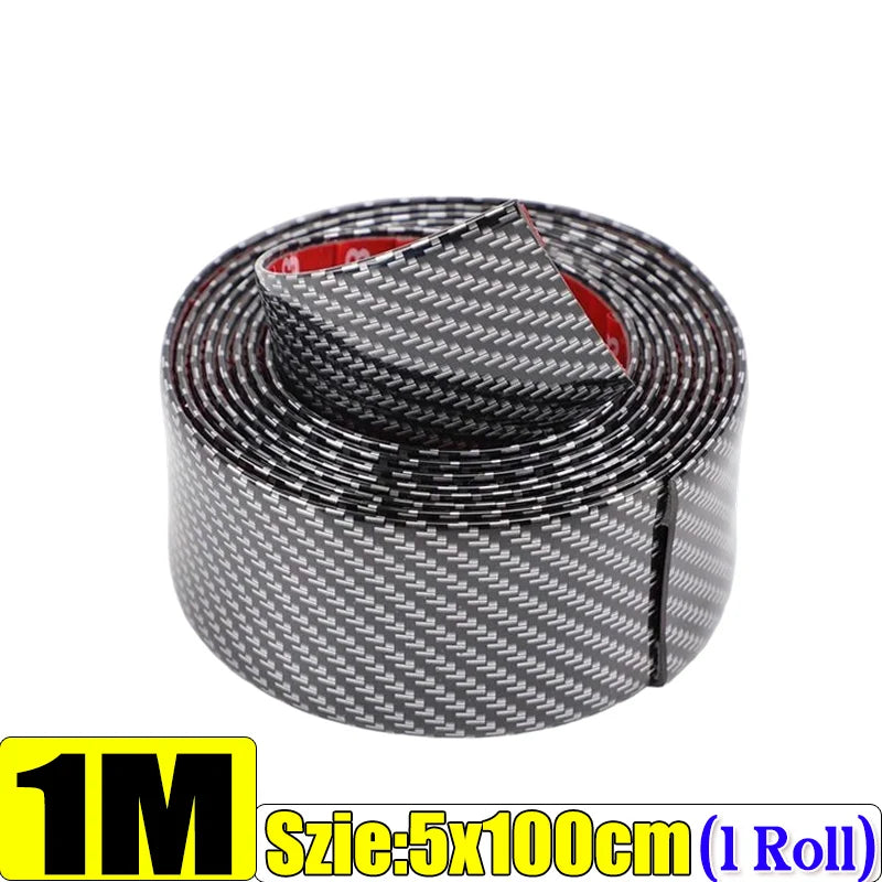5x100cm Carbon Fiber PVC Car Door Bumper Strip Guard Anti Scratch Sticker Auto Wrap Film Self-Adhesive Car Decorative Strips