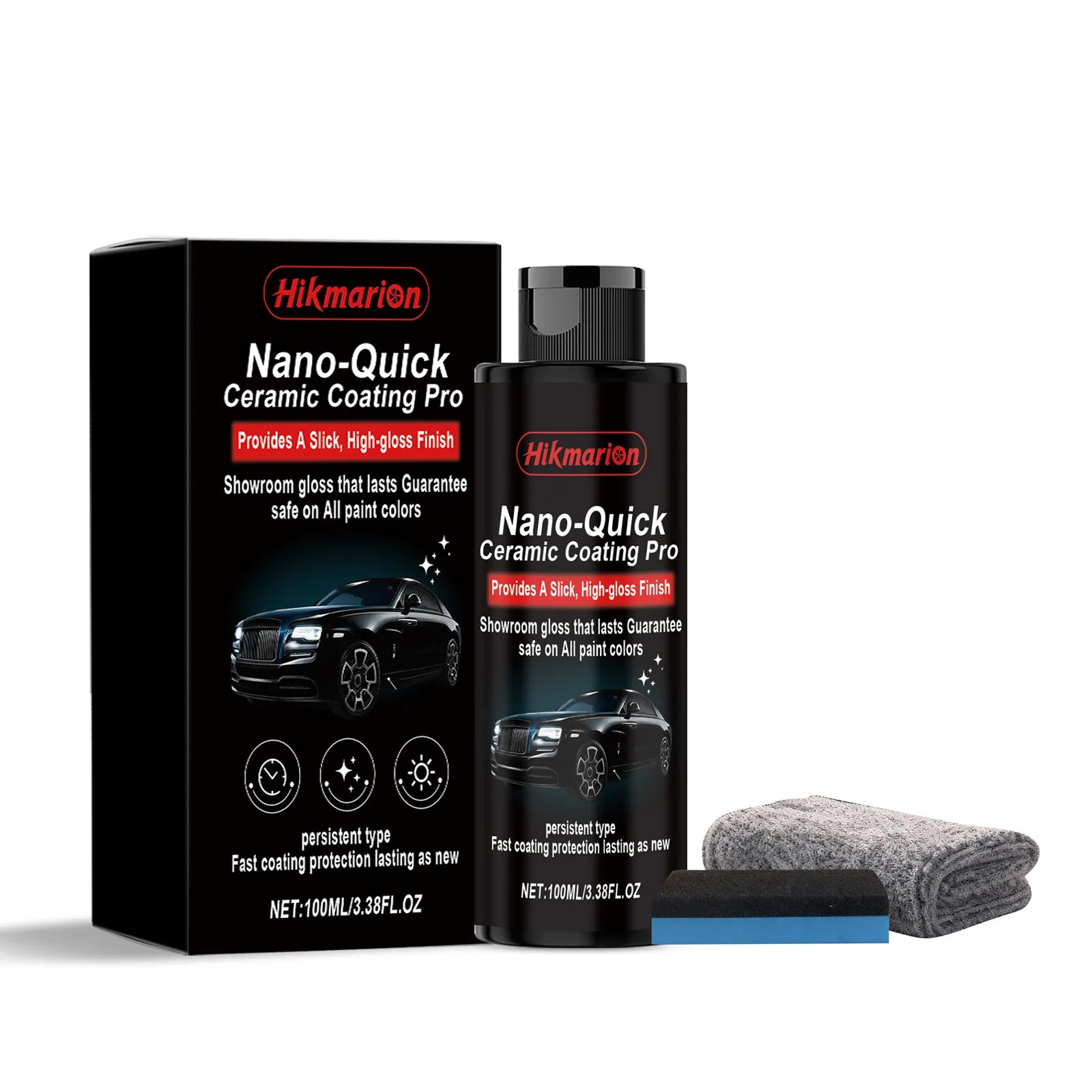 Ceramic Coating for Cars - Hydrophobic Nano Coating with High Gloss Long Lasting Paint Protection  Auto Detailing Sealant Kit