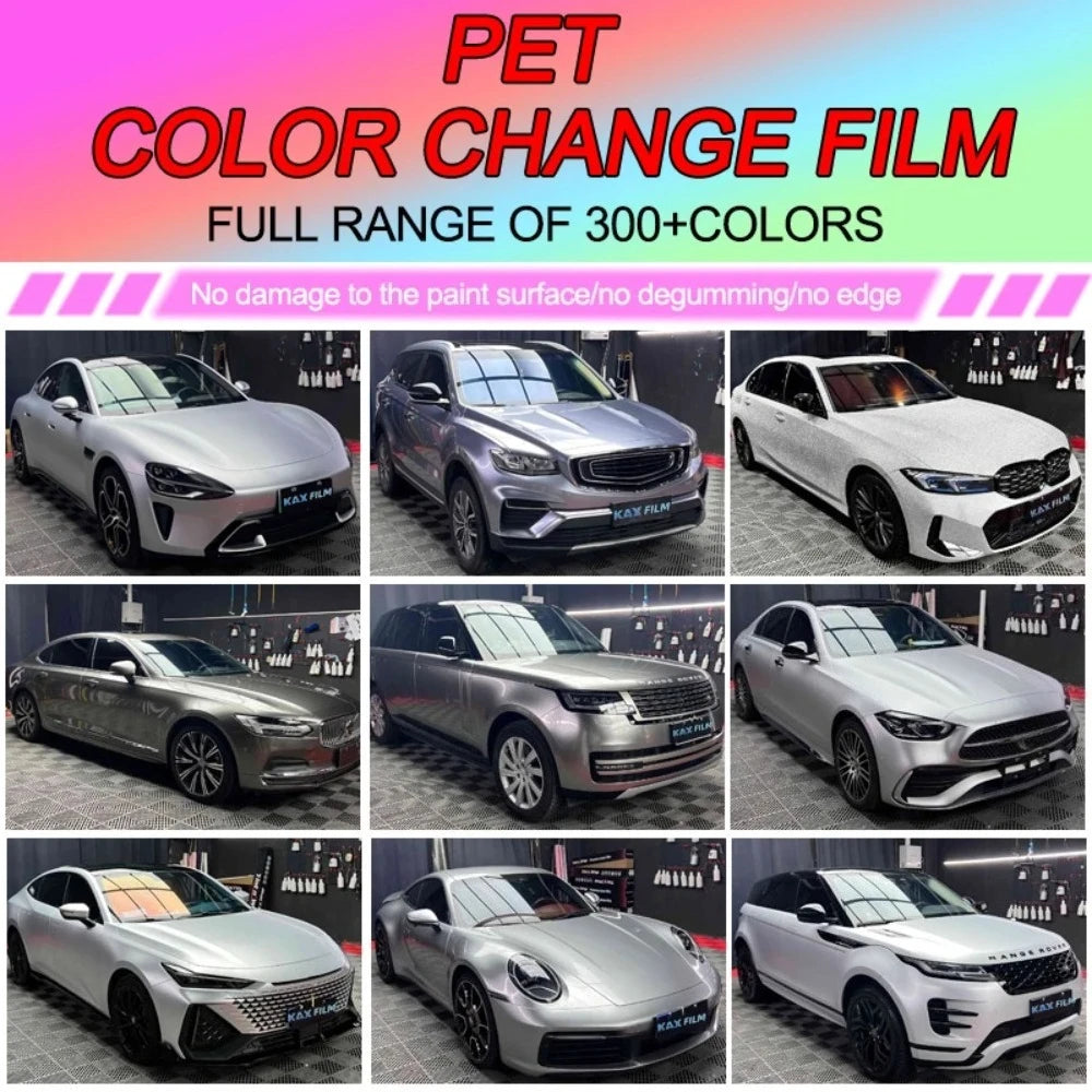 Sub-gray Color Changing Vinyl Wrap 1.52x17m, PET Self Adhesive Car Film, Satin Air Bubble Free Auto Wrap