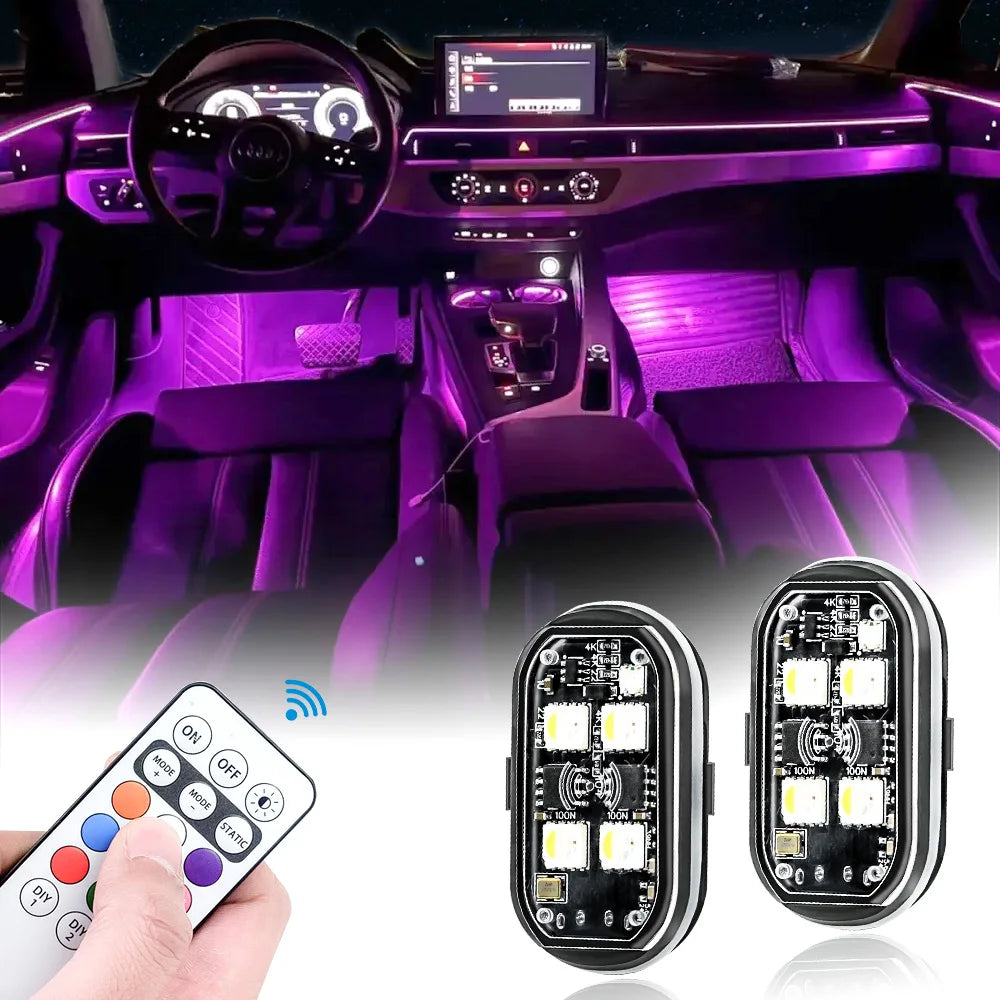 2/4/6x 8colors Car Interior Decorative Light, Car Interior Ambient Lig ...