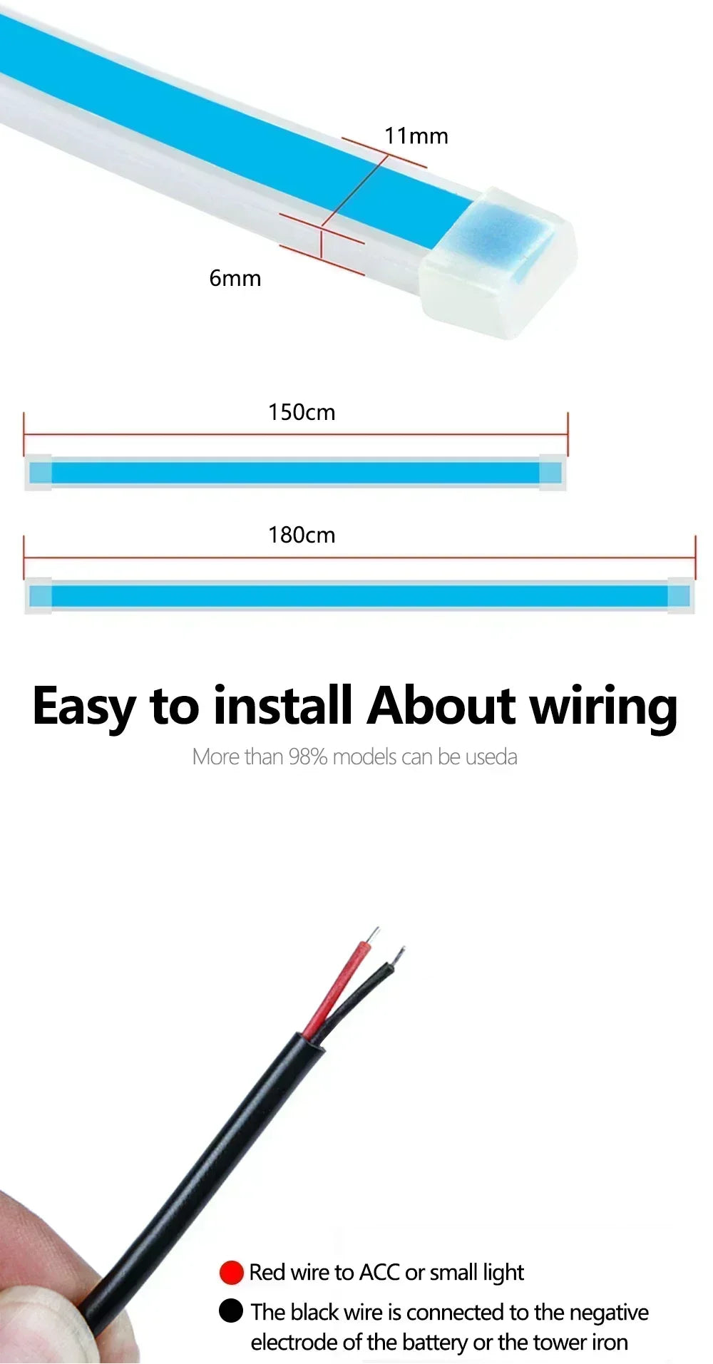 LED Car Hood Decorative Lights Daytime Running Light Steady on Starting DRL Auto Engine Guide Decorative Ambient Lamp 12V