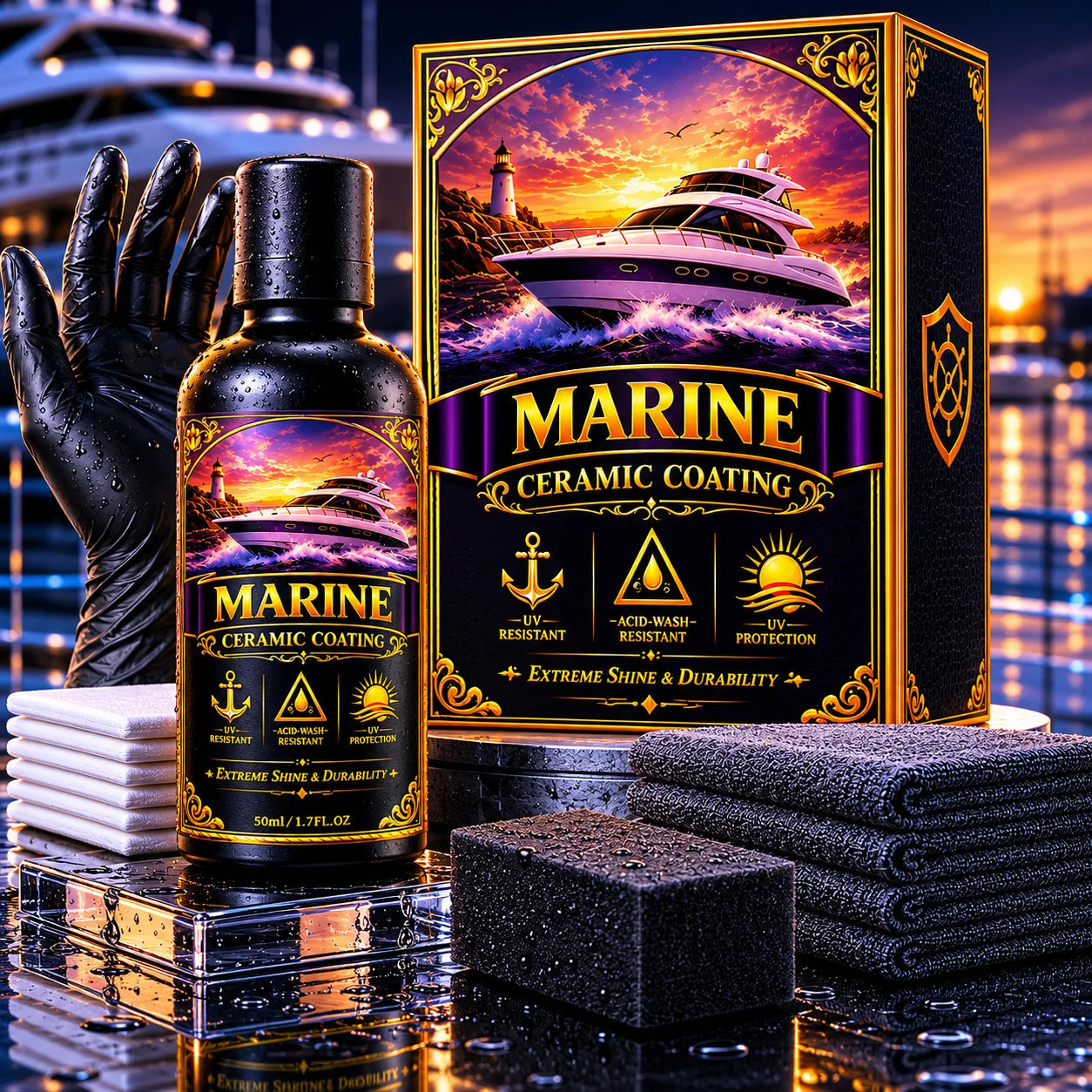 MARINE CERAMIC COATING for Fiberglass & Gelcoat – Deep Shine Hydrophobic Marine Protection