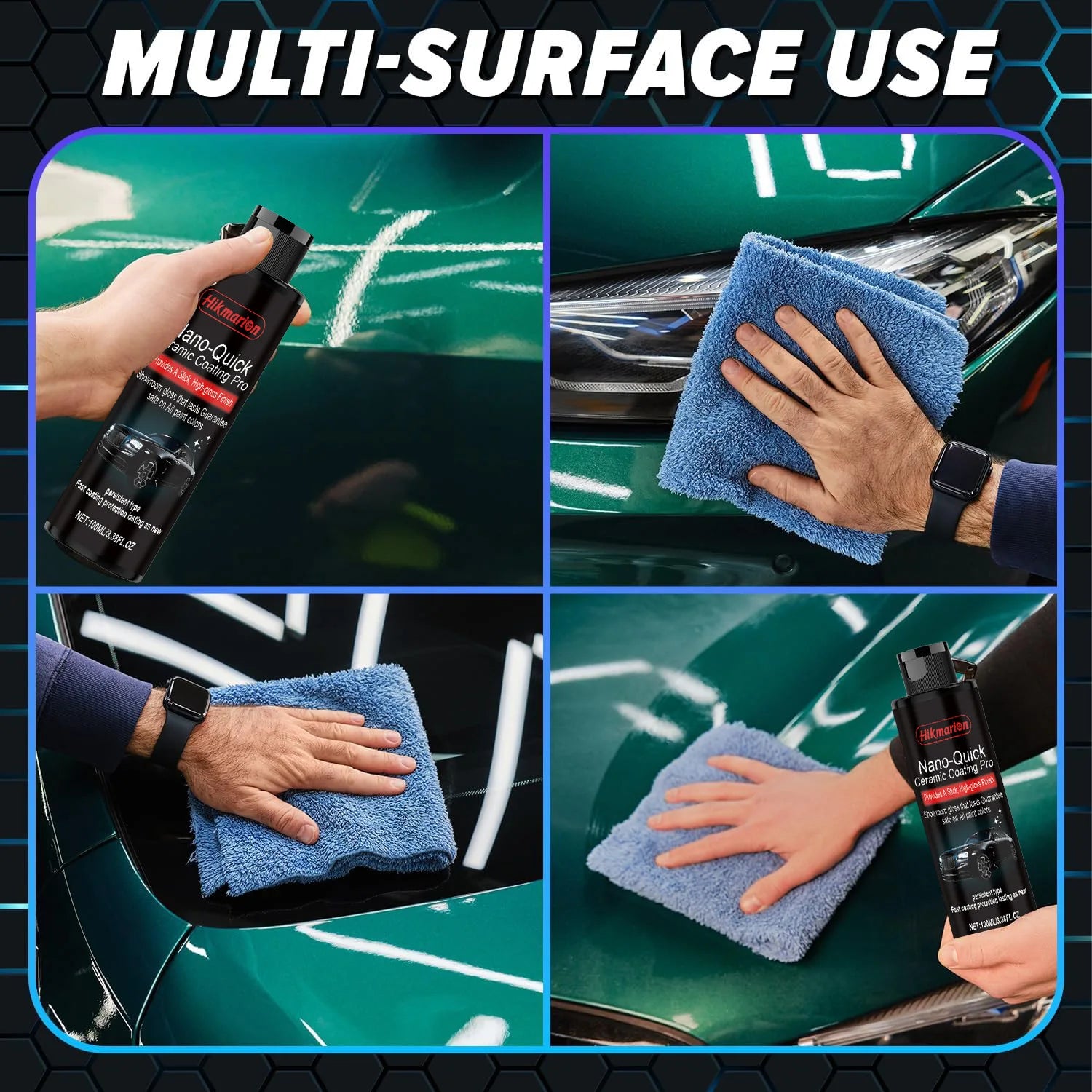 Ceramic Coating for Cars - Hydrophobic Nano Coating with High Gloss Long Lasting Paint Protection  Auto Detailing Sealant Kit