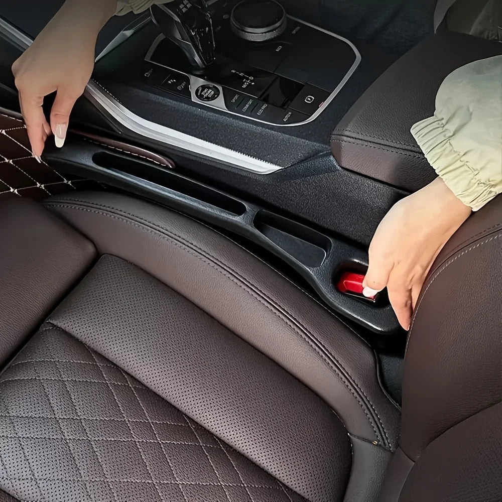 2pc Car Seat Gap Filler Organizer Pu Waterproof Car Seat Gap Plug Strip with 2 Grooves Seat Gap Storage Auto Interior Accessories