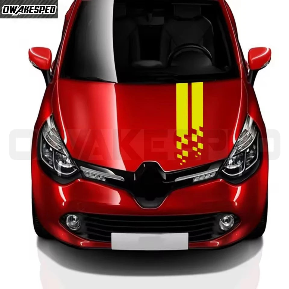 Car Stripes Hood Sticker Racing Bonnet Sport Decal For Renault Megane Clio RS Captur Sandero Espace Twingo Scenic Laguna Trafic