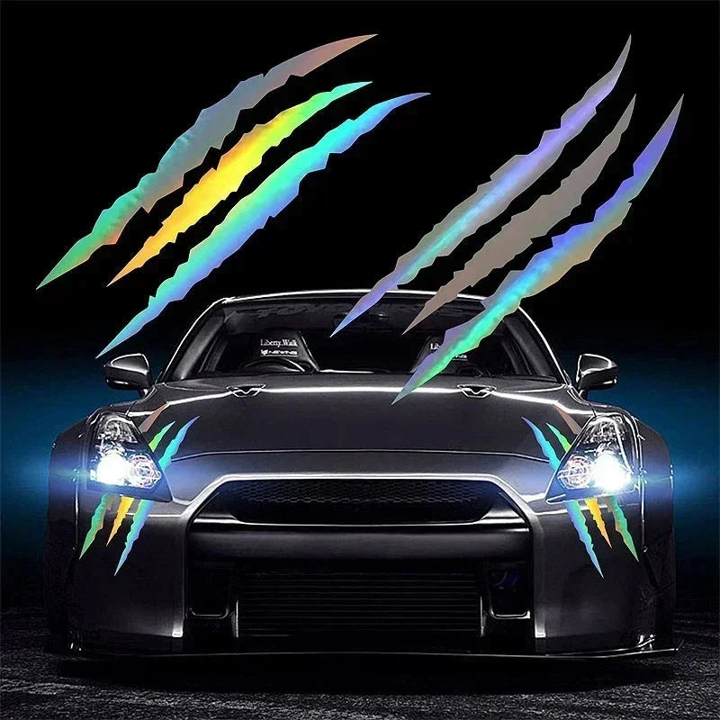 Monster Claw Car Stickers Automobile Hood DIY Vehicle Headlight Refit Reflective Vinyl Decal Ghost Paw Scratches Auto Decoration
