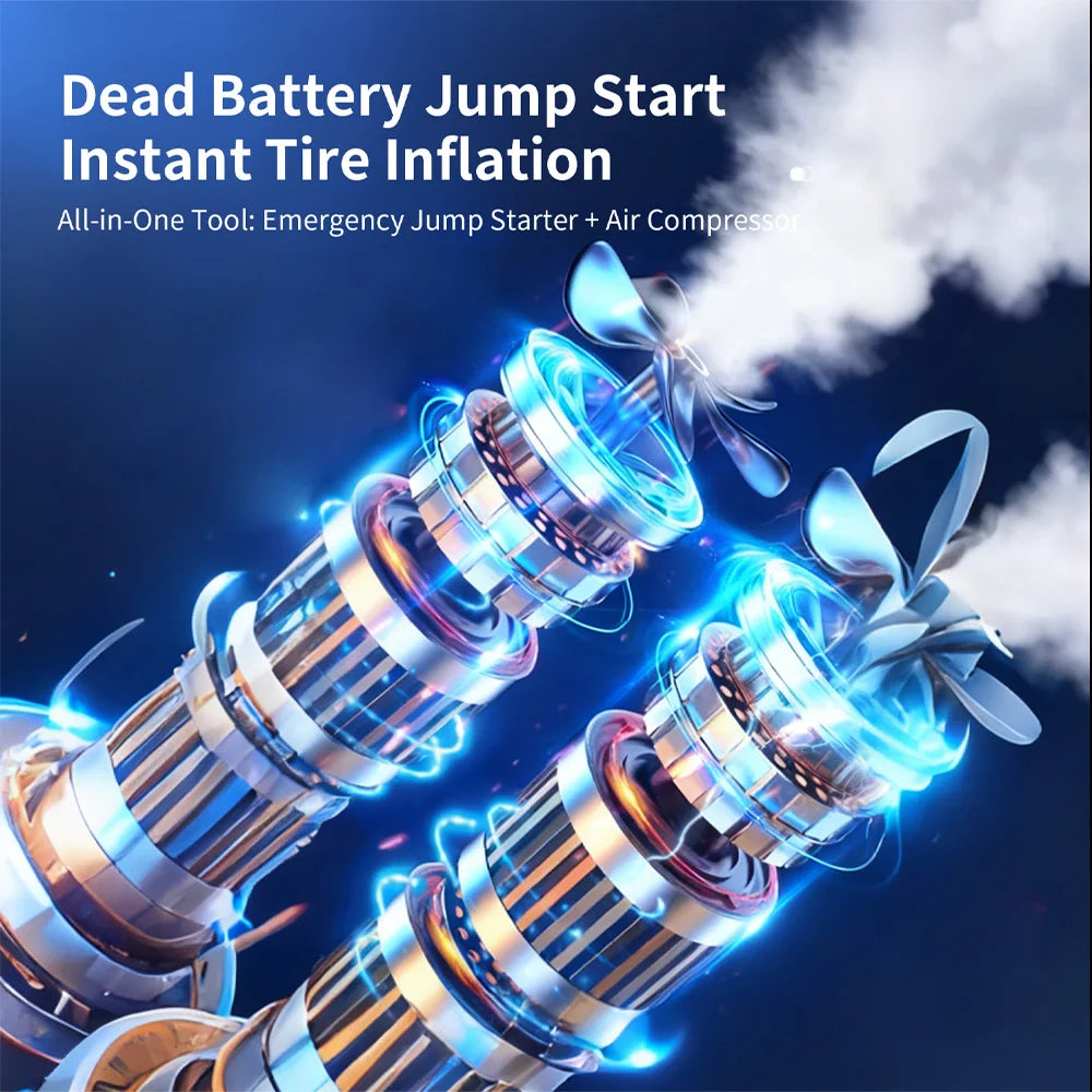 Emergency Startup Power Source - Integrated Unit for Car Air Pump and Vehicle Battery Strong Start Jumper Battery Power Tool - I