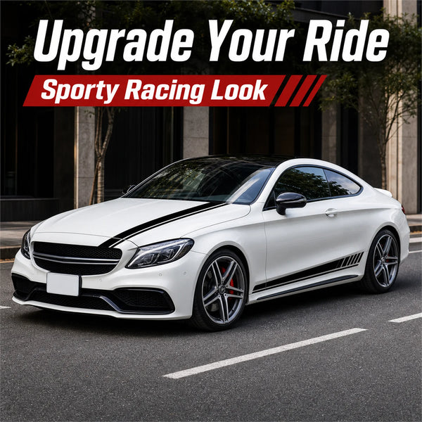 Car Racing Stripes Hood Side Decal Vinyl Sticker Universal Sport Style Auto Body Decoration Waterproof Premium Film