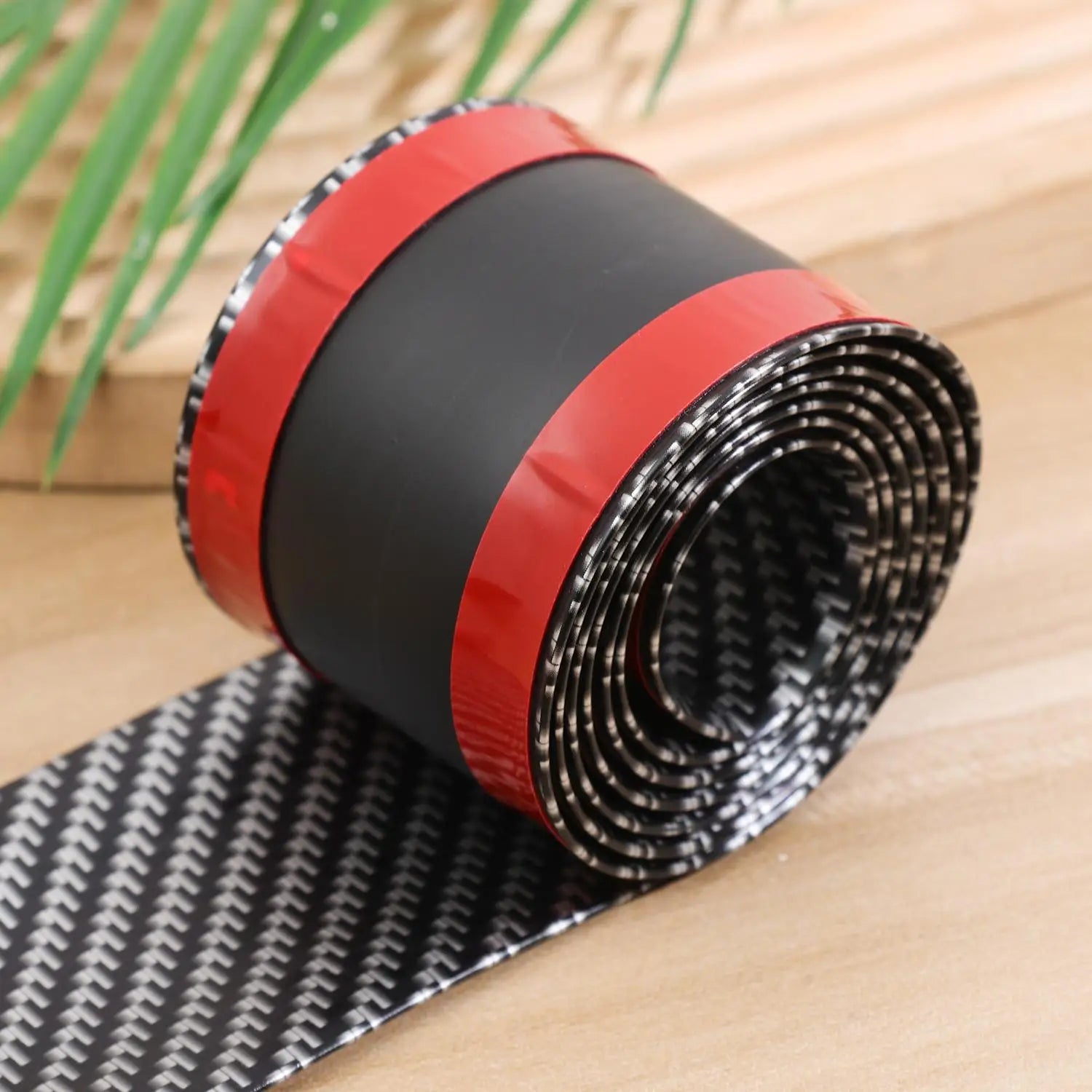 5x100cm Carbon Fiber PVC Car Door Bumper Strip Guard Anti Scratch Sticker Auto Wrap Film Self-Adhesive Car Decorative Strips