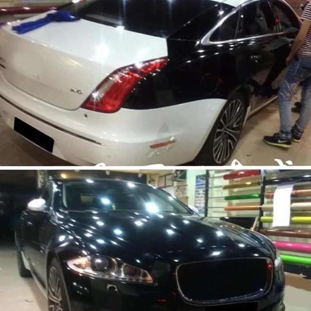 VERYUS 1 Roll 30*152cm Black Glossy Vinyl Film Gloss Glossy Car Wrap Foil Sticker With Air Bubble Free Motorcycle Car Wrapping