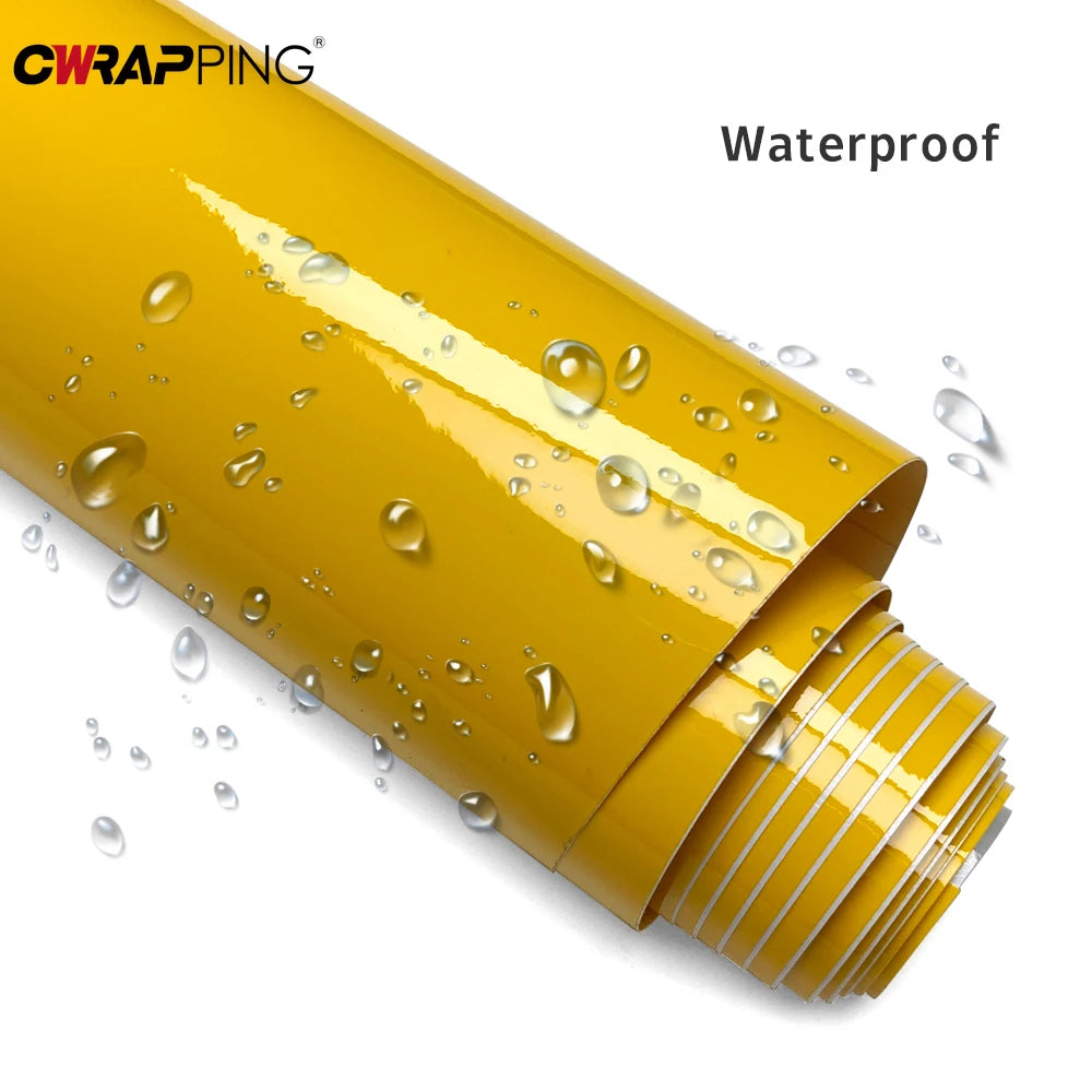 Glossy Yellow Car Stickers Vinyl Wrap Waterproof Vinyl Auto Tuning Film Air Release Decoration Covering Film for Car Accessories