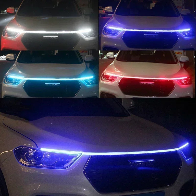 LED Car Hood Decorative Lights Daytime Running Light Steady on Starting DRL Auto Engine Guide Decorative Ambient Lamp 12V