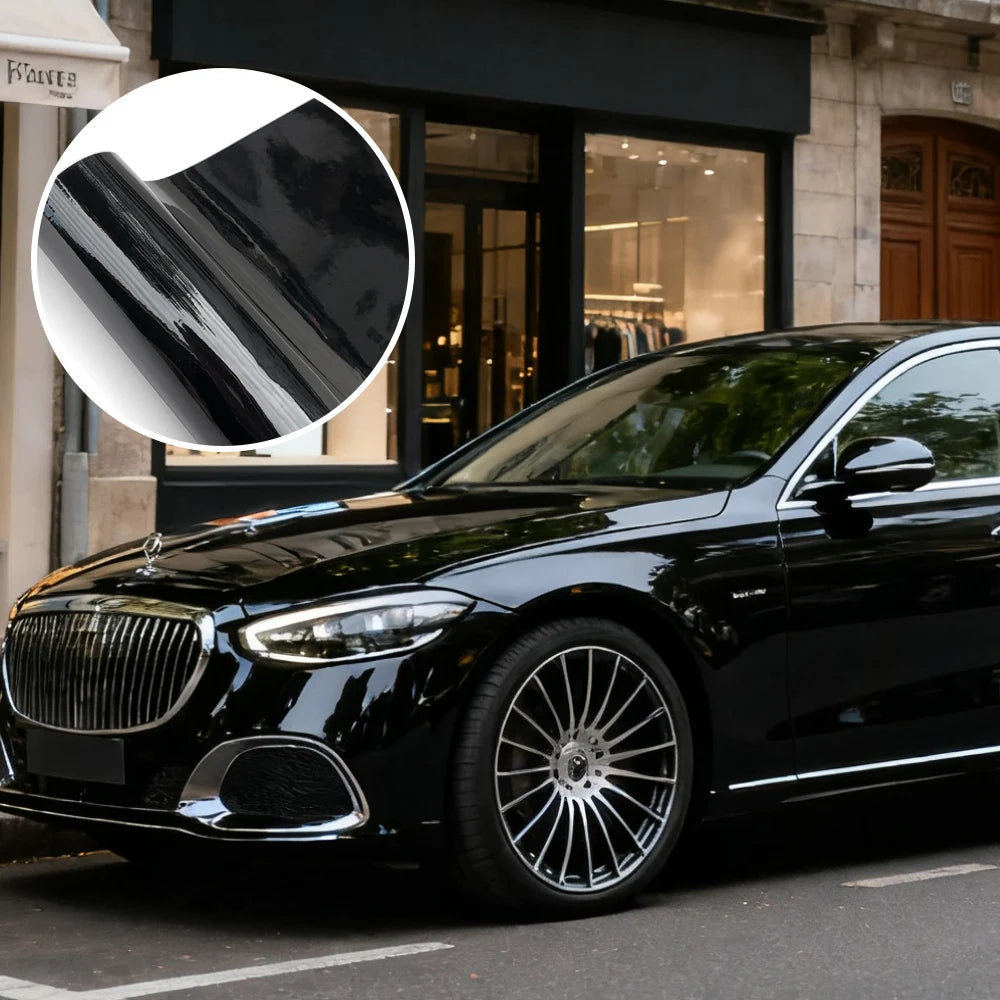 Glossy Black Vinyl Wrap 150x600CM Car Sticker Vinyl Auto Tuning Roof Hood Door Protection Film DIY Shiny Black Wrap for Vehicle