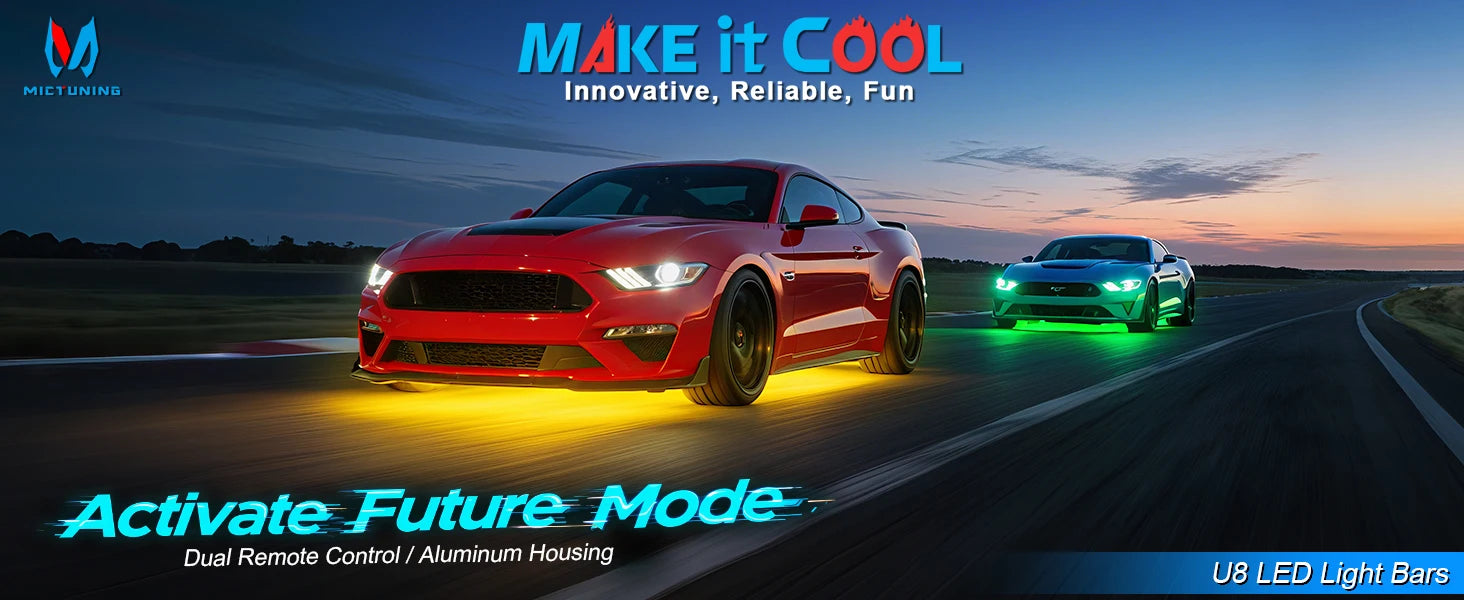 RGBW Car Underglow Light Strip 12V LED Underbody Ambient Light with Aluminum Housing, Car Exterior Neon Accent IP68 Waterproof