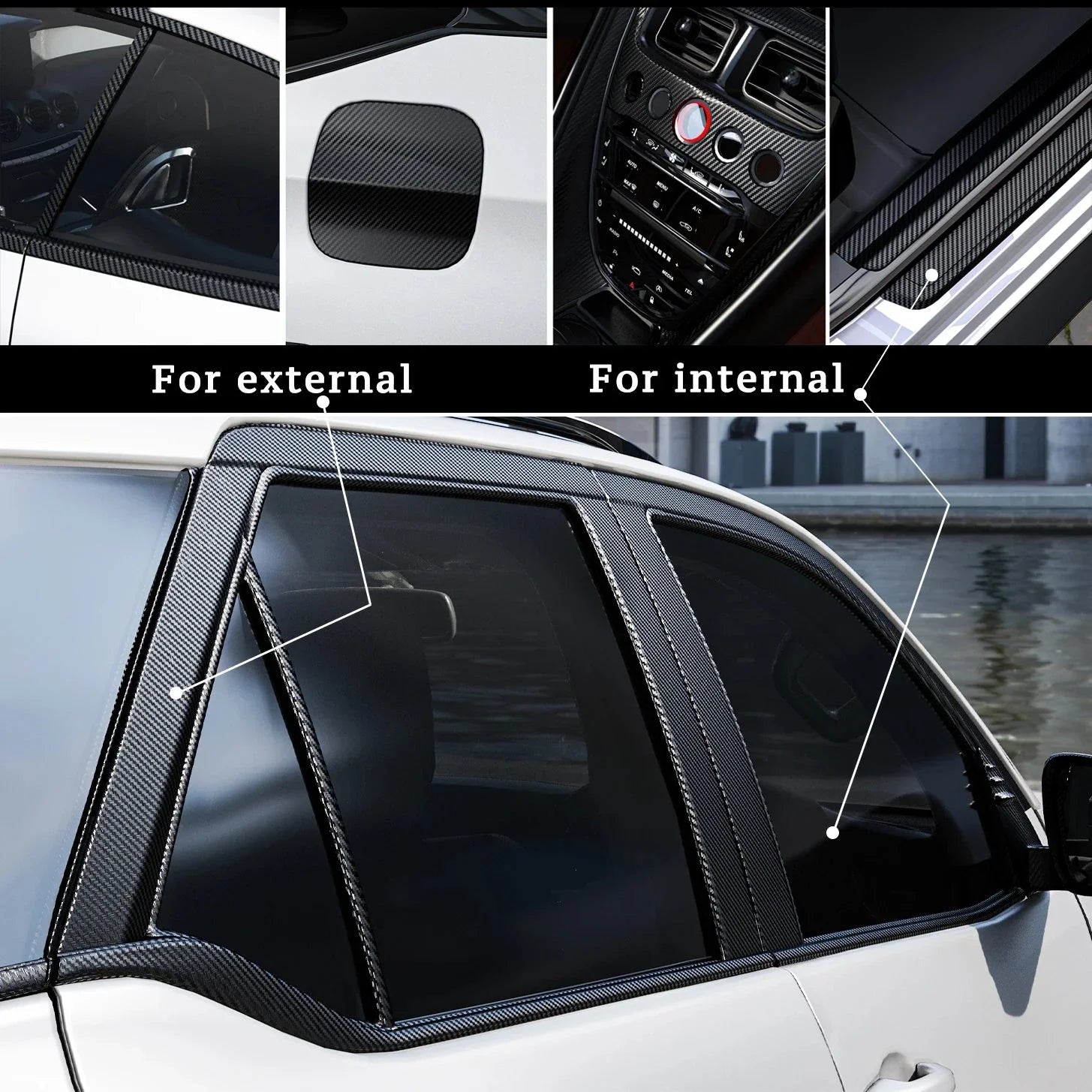 1-10m Nano Carbon Fiber Car 3D Tape Sticker Door Mirror Paste Protector Strip DIY Protection Protective Film Waterproof Adhesive