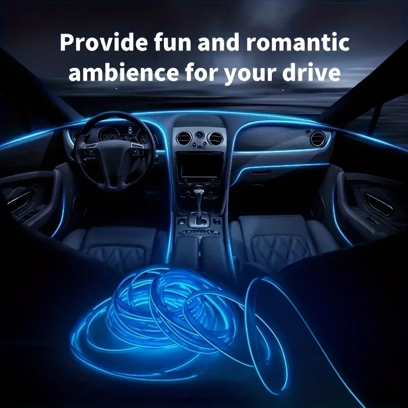 Car Interior Atmosphere Light Strip 5M EL Wiring Decorative Lamp For Auto DIY Flexible Ambient Light USB Party Atmosphere Diode