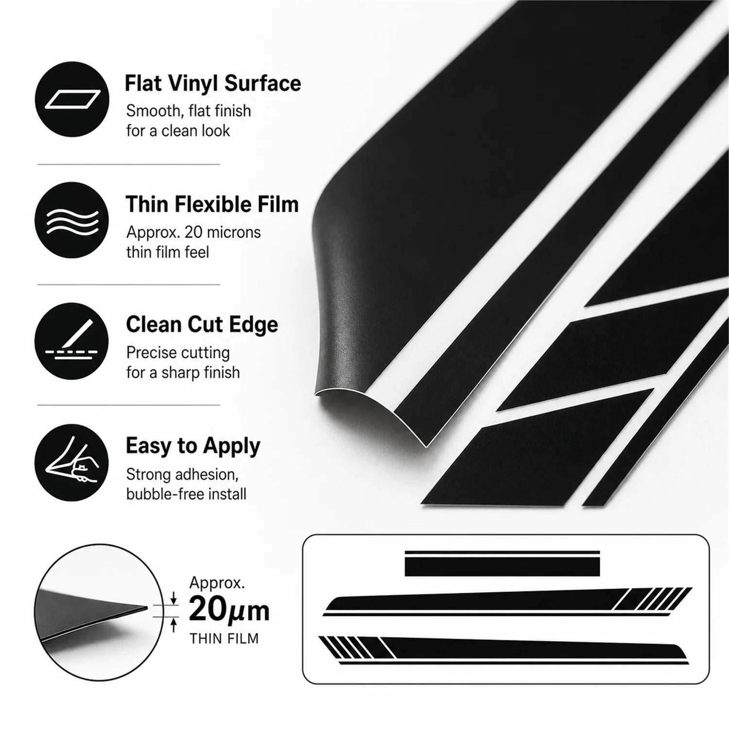Car Racing Stripes Hood Side Decal Vinyl Sticker Universal Sport Style Auto Body Decoration Waterproof Premium Film