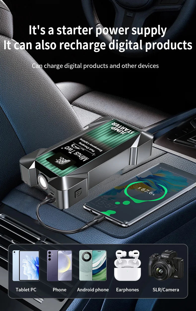 Car Jump Starter Battery Power Bank Portable Emergency Starter Booster 12V Auto Starting Device for Petrol Vehicle Start