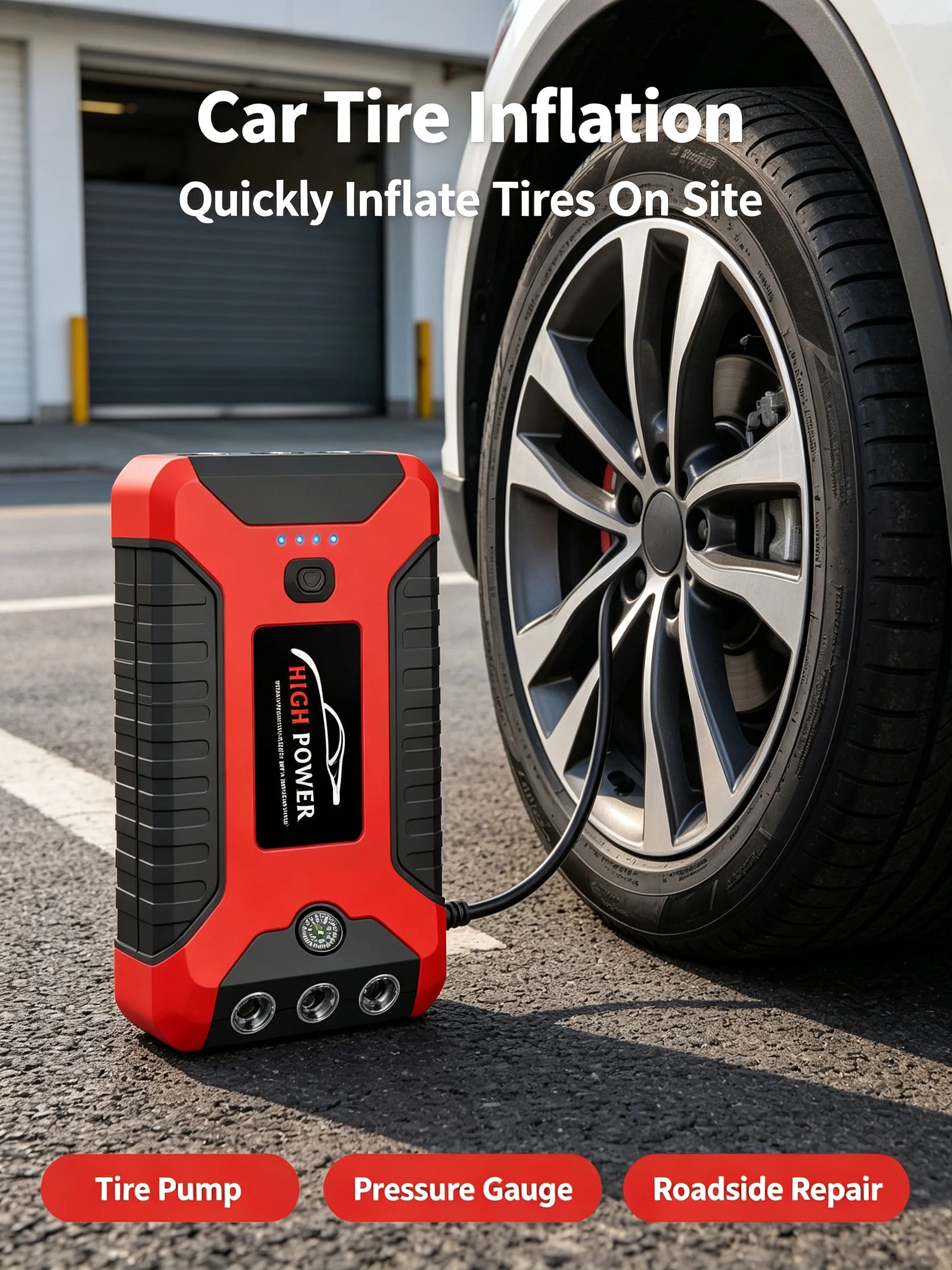 2026 Portable Car Jump Starter 12V Auto Jump Starter 99800mAh Petrol Diesel Power Bank Car Emergency Booster Start Air Pump