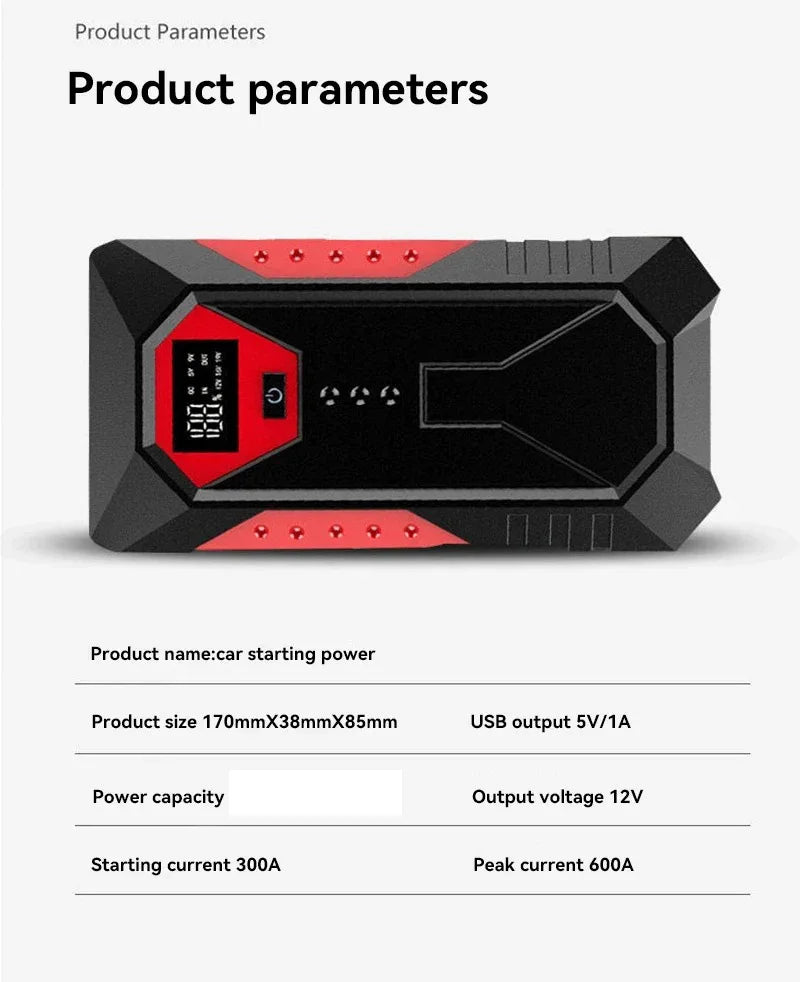 Compact Car Jump Starter Power Bank Emergency Start Device for Petrol & Diesel Daily Vehicles Auto Car Battery Charger